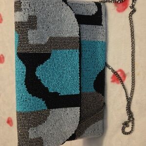 Chic Beaded Clutch - Black, Blue, Gray